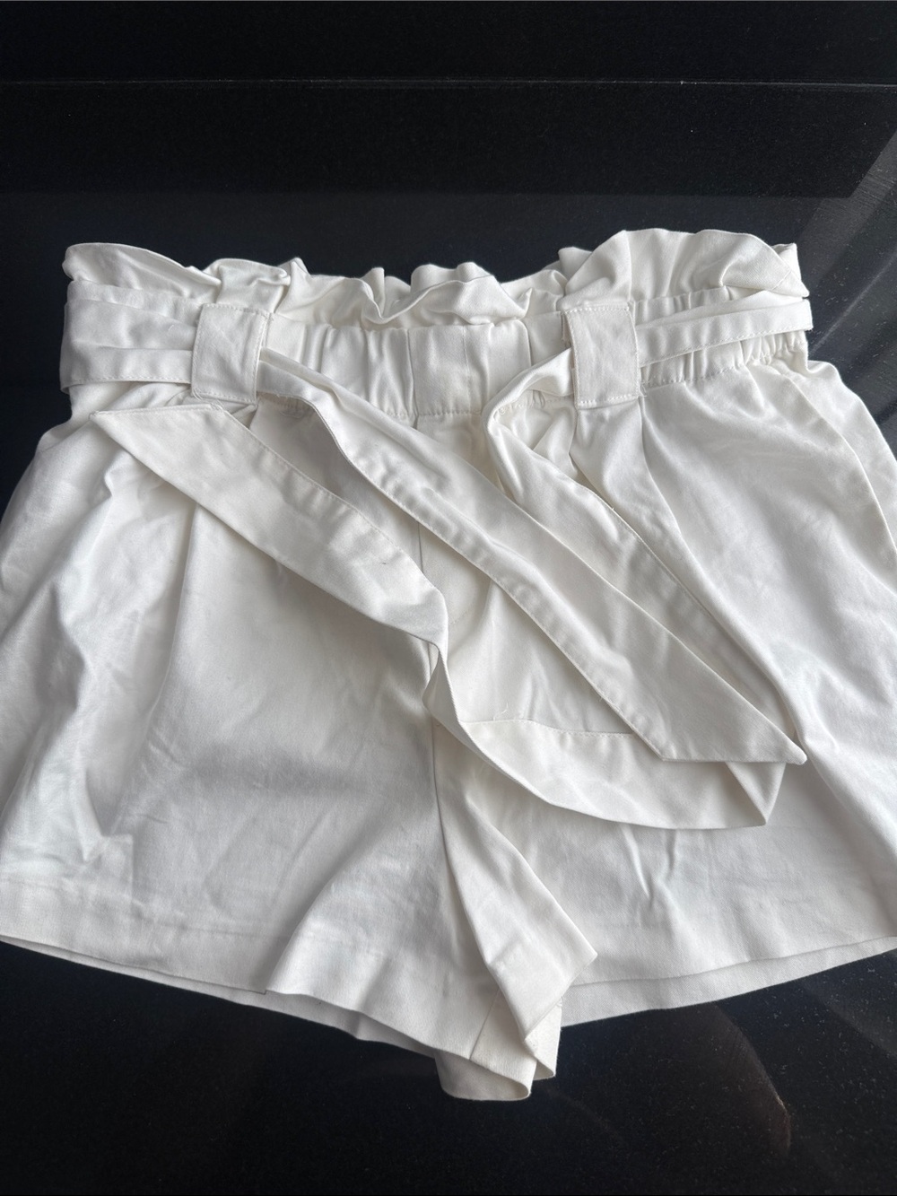 Zara White Paperbag Waist Tie Shorts